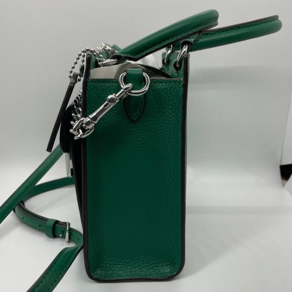 Coach Mini Pepper Crossbody in Green Leather with Silver Hardware - Picture 6 of 14